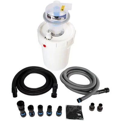 Image of Cen Tec Systems Quick Click Dust Collection Cyclone Separator Kit with 45l Plastic Bin Power Tool and Vacuum Hoses for Workshop Woodworking, Debris Extractor Filtration
