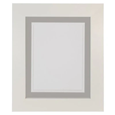 Image of Metro White Photo Picture Poster Frame with Dark Grey on Double Mount 50 x 40 cm for Image Size 16 12 inch