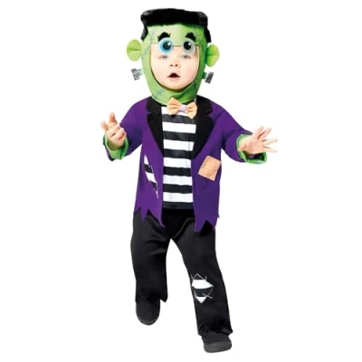 Image of Amscan 9914739 Child Toddler Baby Lil Frankie Fancy Dress Little Frankenstein Costume Halloween (3 4 Years)