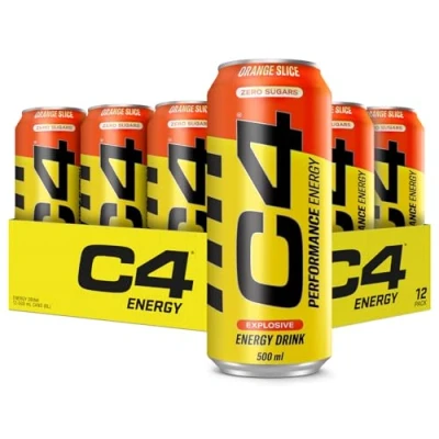 Image of C4 Performance Energy Drinks Orange Slice 500ml (12 pack) Sugar Free Drink with 160mg Caffeine, 250mg Betaine, 1050mg Taurine Low Calorie Fizzy for On the Go and Focus