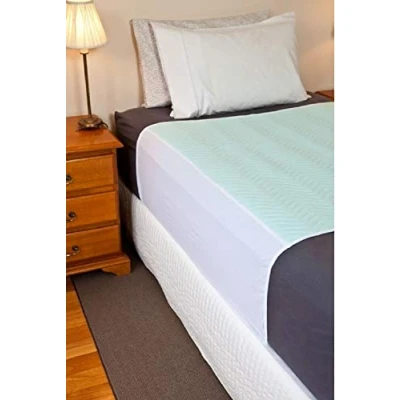 Image of Deluxe Washable Reusable Single Bed, Incontinence Pad Protector with Tucks, Green