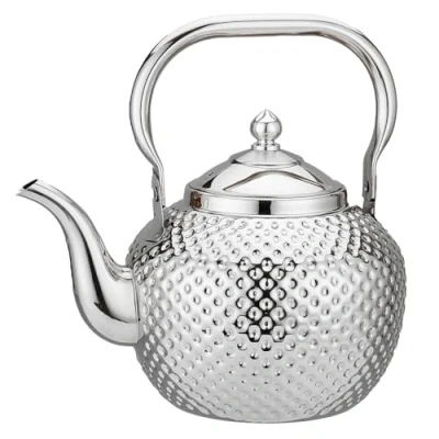 Image of SANQIAHOME Silver Teapot with Infuser 52oz(1.5 litres) 5 6 Cups, Stainless Steel Water Boilers Loose Leaf Tea Maker Kettle for Stovetop