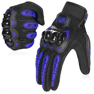 Image of COFIT Motorcycle Gloves for Men and Women, Full Finger Touchscreen Motorbike BMX ATV MTB Riding, Road Racing, Cycling, Climbing Blue M