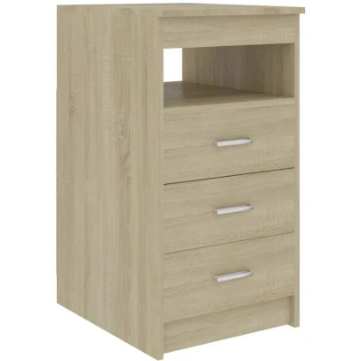 Image of vidaXL Drawer Cabinet with Drawers and Shelf Bedroom Office Furniture Storage Chest Side Nightstand Sideboard Sonoma Oak Engineered Wood