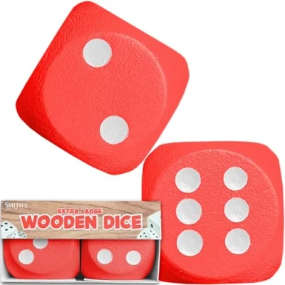 Image of Giant Wooden Dice by Smith&#039;s® 3 x 3cm 2 Pack Red Educational Maths Games, Kids Board Game Accessories No Harmful Materials For Year Olds +