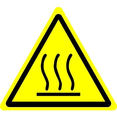 Image of ISO Safety Label Sign International Warning Hot Surface Symbol Self Adhesive Sticker 50mm Diameter