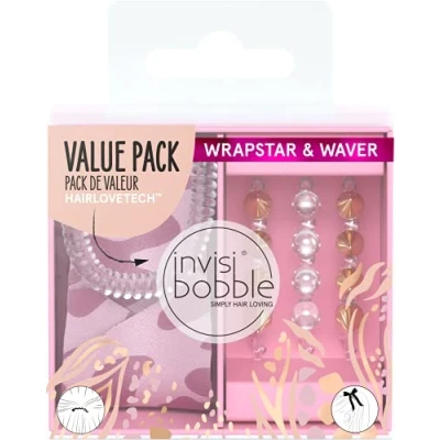 Image of invisibobble &quot;Sauvage Beauty&quot; Duo Set I 2 in 1 Hair Bow Pink Leopard with Slim Scrunchie 3x Clips Gold for Girls &amp; Women Limited Collection Urban Safari