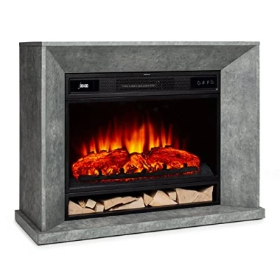 Image of Klarstein Crater Lake Electric Fireplace 1900 W, with LED Technology, Remote Control, Thermostat, in Concrete Optics