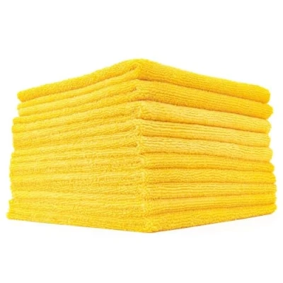 Image of The Rag Company Edgeless 365 Microfiber Towels (10 Pack) Premium 70/30 Blend, Professional Polishing, Wax Removal, Auto Detailing, 365gsm, 16in x 16in, Gold