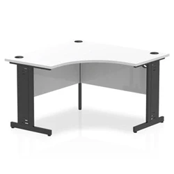 Image of Impulse 1200mm Corner Office Desk White Top Black Cable Managed Leg