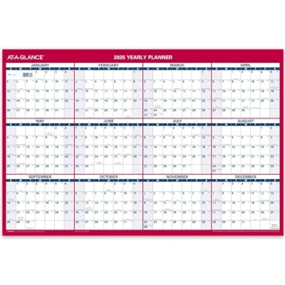 Image of AT A GLANCE 2025 Wall Calendar, Monthly, 25&quot; x 36&quot;, Extra Large, Paper, Reversible, Vertical/Horizontal (PM2122825)