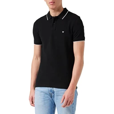 Image of Wrangler Men&#039;s Pique Polo T Shirt, Black (Black 100), S