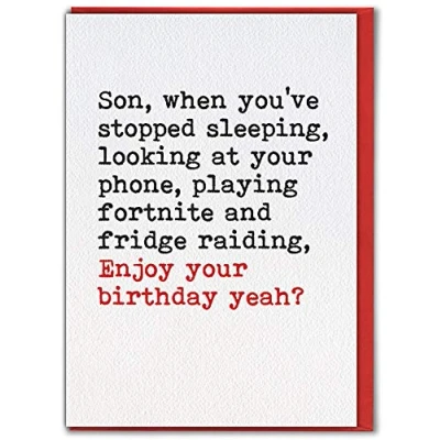 Image of Brainbox Candy Funny Birthday Cards For Son &#039;Enjoy Your Yeah?&#039; Happy Hilarious Humorous Joke Banter Son&#039;s