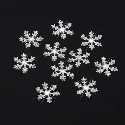 Image of POFET 10pcs 14mm Crystal Snowflake Buttons for Scrapbooking Craft Hair Clip Décor