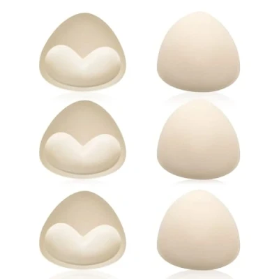 Image of UILYNIU 3 Pairs Bra Pads, Removable Push Up Sports Bra, Pads Inserts, Cups Replacements, Comfortable Breathable Padding, Triangle for Bikini Top Swimsuit (Beige)