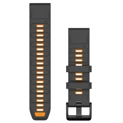 Image of Garmin QuickFit® 22 Silicone Strap One Size, Black/Orange for Enhanced Running Comfort