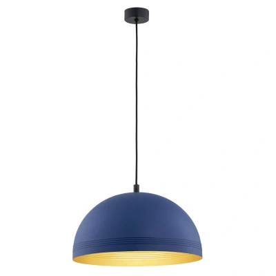 Image of Bonita Dome Pendant Ceiling Light Navy Blue, Gold Inside