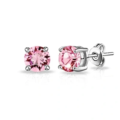 Image of Philip Jones Pink Stud Earrings Created with Zircondia® Crystals