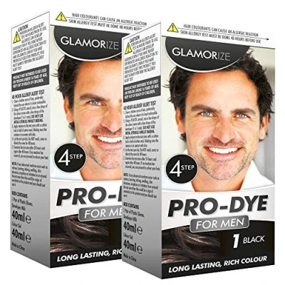 Image of 1pk x 2 units Men&#039;s Black Hair Dye No.1 Glamorize Pro Rich Colour for MenNo Stain All Natural Smooth