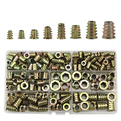 Image of Threaded Insert Nuts, 222 Pcs Zinc Alloy D Nuts,Hexagon Socket Screws Into,Assortment Kit For Wood Furniture,Plastic, Metal(M4/M5/M6/M8/M10)
