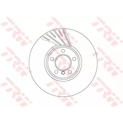 Image of 34116785670, 6785670 brake disc TRW DF6612S 348mm 36mm 5 120mm Vented, two part High carbon BMW: GT, 6 Gran Coupe, Saloon