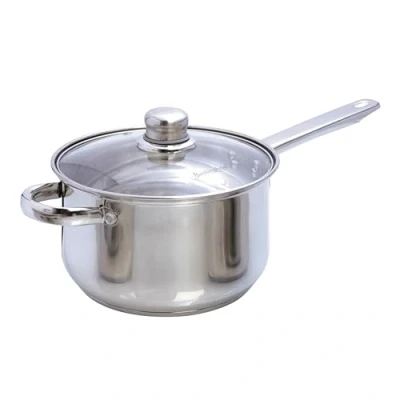 Image of Buckingham Stainless Steel Induction deep Saucepan with Glass Lid, Cooking Pot 20 cm / 3.8 Litres