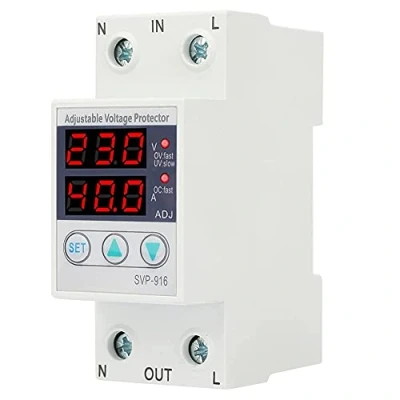 Image of Svp 916 Adjustable Overvoltage and Undervoltage Current Limit Protector, 230v40a for Overcurrent Protection of Electrical Lines Equipment
