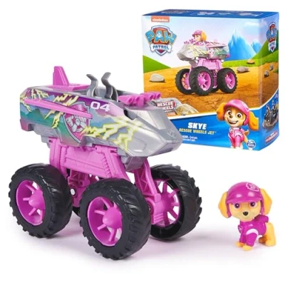 Image of Paw Patrol: Rescue Wheels Skye’s Jet, Toy Truck with Transformation into Jet Mode and Collectible Action Figure, Kids’ Toys for Boys &amp; Girls Ages 3+