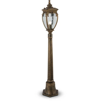 Image of Fleur Outdoor Bollard Black with Gold, IP44