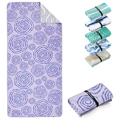 Image of Fit Flip microfibre beach towel large lightweight, compact and super absorbent sand free quick dry towel, 100% recycled travel Circles 200x90cm