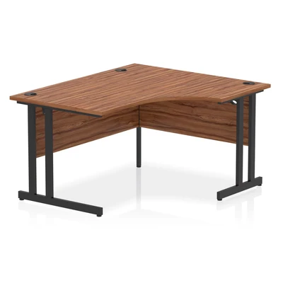 Image of Impulse 1400 RH Crescent Desk Walnut Top Black Cantilever Leg