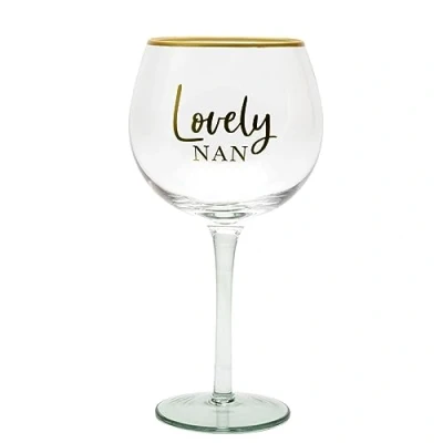 Image of Widdop and Co Lovely Nan Birthday Gin Glass with Gold Wording/Colourful Stem Christmas or Mother&#039;s Day