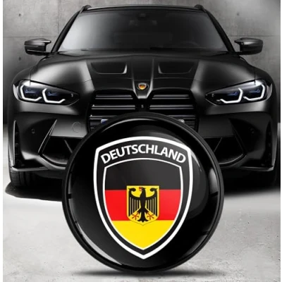 Image of Biomar Labs Front Hood Trunk Tuning Badge 82 mm Compatible with BMW Emblem 51148132375 Germany Flag EO 3