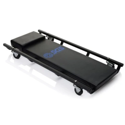 Image of SGS Flat Professional Car Creeper Padded Foam Cushion, Oil Resistant Cover, Smooth Rolling Wheels, Low Profile Design, Heavy Duty Steel Frame
