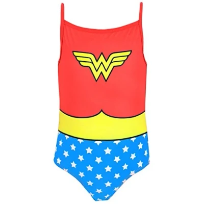 Image of DC Comics Wonder Woman Girls Swimsuit, Multicoloured, Age 5 6 Years