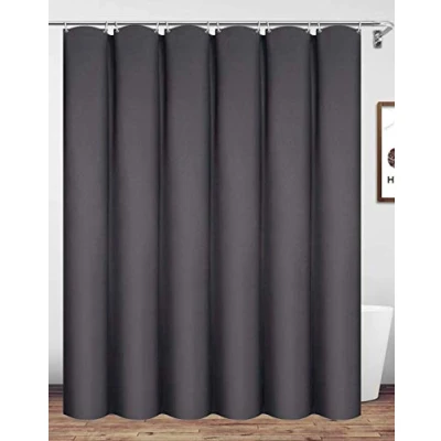 Image of homehold Charcoal Grey Shower Curtain With Hooks, 240cm Wide By 200cm Long Polyester Waterproof Bathroom