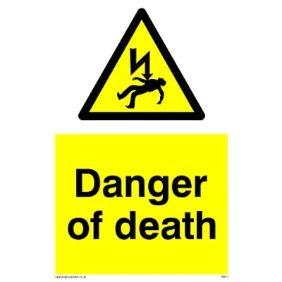 Image of Pack Of five Danger Death Sign 100x150mm A6P