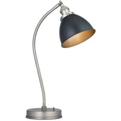 Image of Franklin Task Table Lamp, Aged Pewter Plate, Matt Black Paint