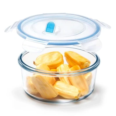 Image of NUTRIUPS 0.9L Small Airtight Glass Food Storage Containers with Lids, Round Set, BPA Free for Meal Prep, Travel, Freezer, Oven
