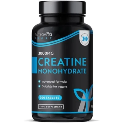 Image of Pure Creatine Monohydrate 3000mg 300 Vegan Tablets 3+ Months Supply Improve Endurance and Enhance The Effects of Training Sport Pre Workout to Physical Performance Nutravita