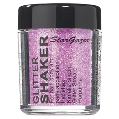 Image of Stargazer Pastel glitter Shaker, Lilac. Cosmetic powder for use on the eyes, lips, face, body, hair and nails.