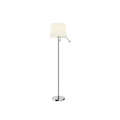 Image of Lindby Benjiro floor lamp, white, textile, reading light, 150 cm