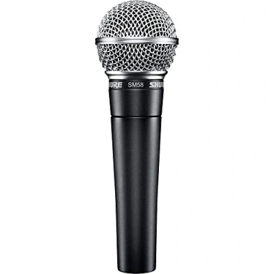 Image of Shure SM58 LC Cardioid Dynamic Vocal Microphone with Pneumatic Shock Mount, Spherical Mesh Grille Built in Pop Filter, A25D Mic Clip, Storage Bag, 3 pin XLR Connector