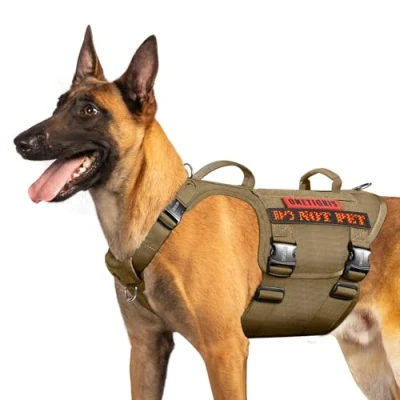 Image of OneTigris Tactical Dog Harness with 5X Metal Buckle,Dog MOLLE Vest Handle,No Pulling Front Clip,Hook and Loop Panel for Custom Patch