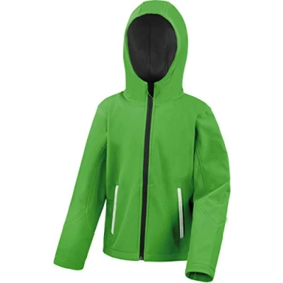Image of Result Kids R224J kt Core Tx Performance Hooded Softshell Jacket Vivid Green, X Large/Size 11/12