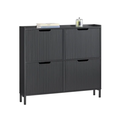 Image of 4 Flip drawers Shoe Rack Storage Cupboard Organizer,FSR177 L SCH Sobuy