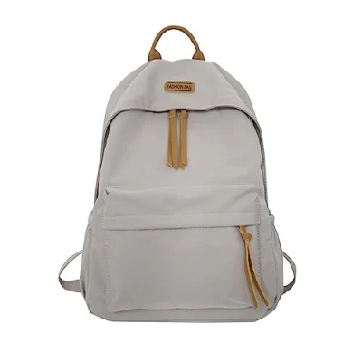 Image of VORAE School Backpack for Girls, Waterproof Unisex Bag Suitable Primary Secondary School, Teenager Casual Daypack Solid Color Rucksack Boys Girls (Grey)