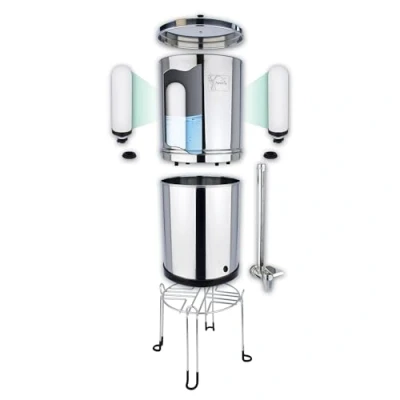 Image of NEWTON Premium Gravity Water Filter System with Heavy Metal Removal 6L Capacity Complete 2x Candles, Stainless Steel Stand &amp; Sight Glass Tap