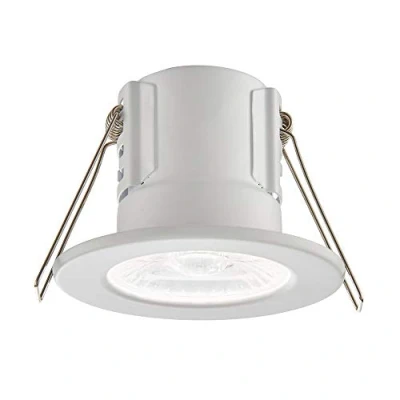 Image of Saxby 74708 ShieldECO IP65 Fire Rated 8.5W 4000K LED Dimmable Bathroom Downlight Matt White