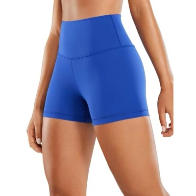 Image of CRZ Yoga Women&#039;s Naked Feeling Gym Shorts 3&#039;&#039; High Waisted Cycling Leggings Workout Running Spandex Pants Waves Blue 8